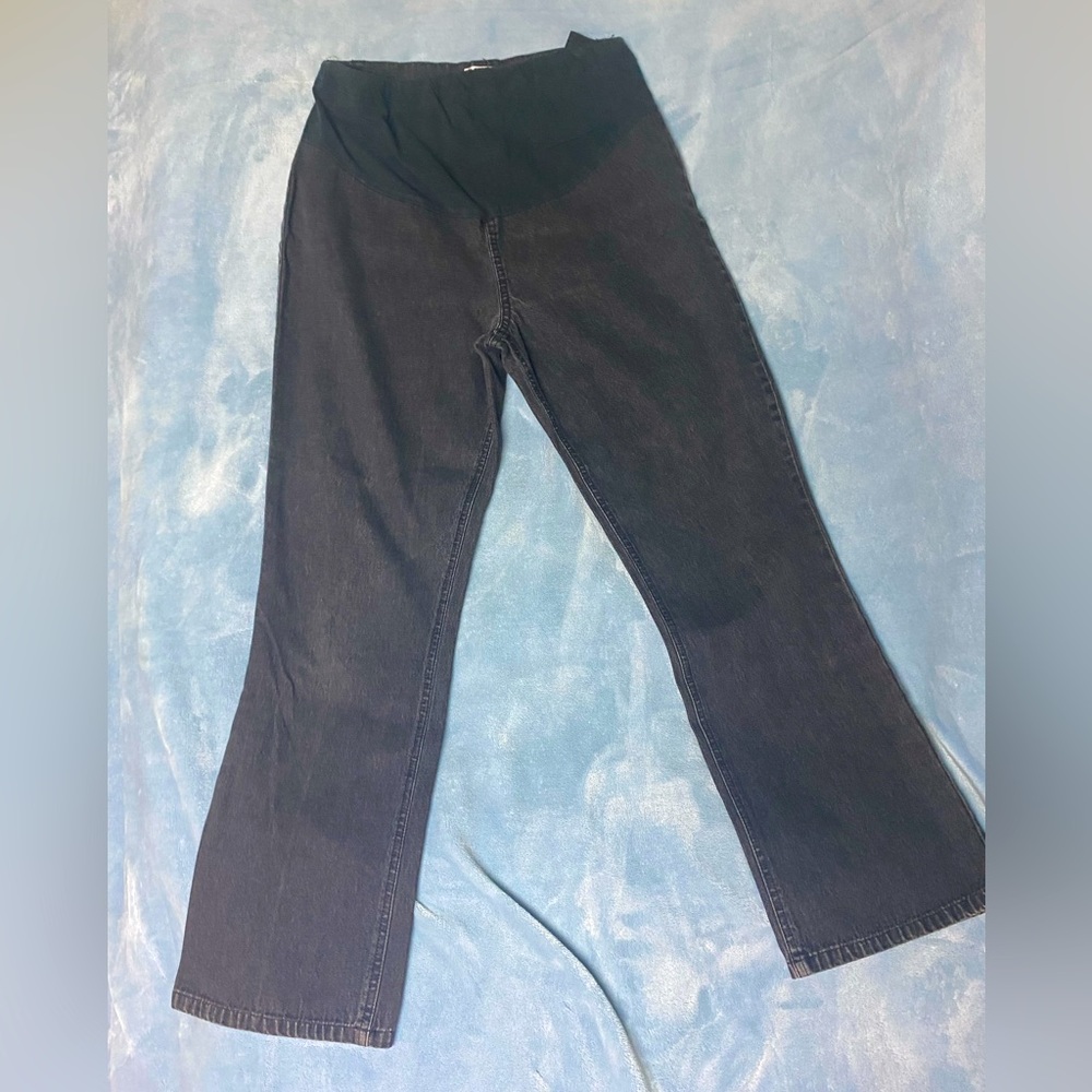Maternity Announcements Black Denim Adjustable Waist Jeans Size Medium